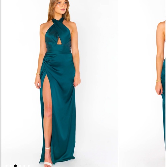 show me your mumu halter maxi dress emerald xs - Picture 1 of 11